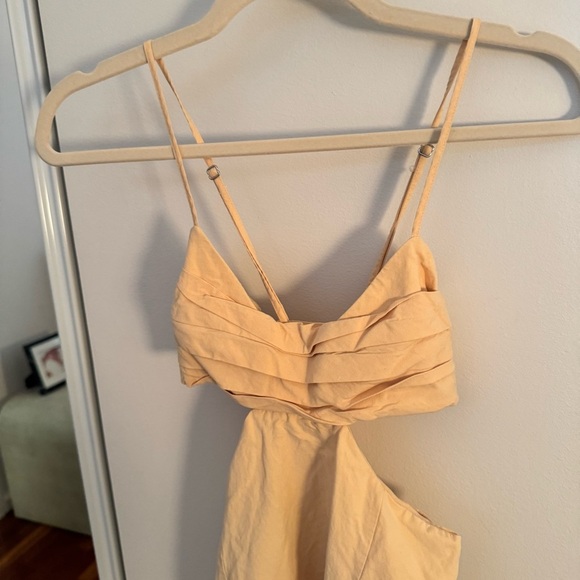 ZARA Linen Blend Cut Out Dress in Pale Peach Size SMALL - Picture 5 of 7